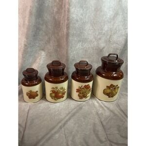 Vintage Fruit McCoy Pottery Covered Jars Model Number's 251 252 253 254 Lot Of 4